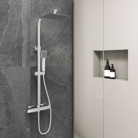 Biubiubath Thermostatic Exposed Mixer Shower Height Adjustable Twin Head Square Set (1/5)