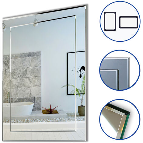 Biubiubath 500x700 Plain Frameless Wall Mirror With Wall Hanging Fixings BathroomBedroom