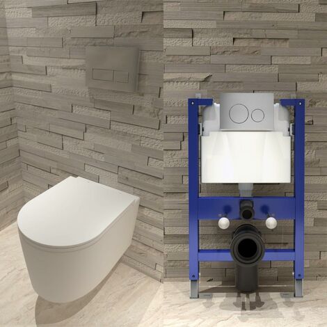 Biubiubath 5 In 1 Rimless Wall Hung Toilet Soft Close Seat 0.82M Concealed Cistern Frame Set