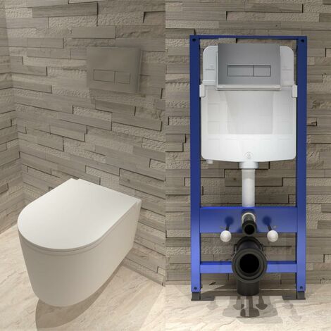 Biubiubath 1.14M Concealed Cistern Frame+Soft Close Seat+Rimless Wall Hung Toilet Set (1/5)