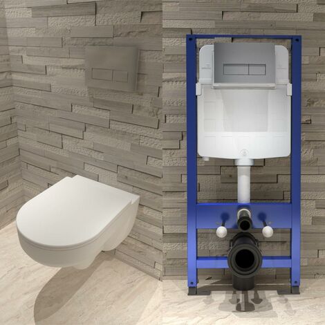 Biubiubath 1.14M Concealed Cistern Frame+Soft Close Seat+Rimless Wall Hung Toilet Set