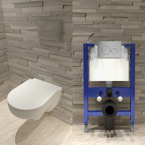 Biubiubath 5 In 1 Rimless Wall Hung Toilet Soft Close Seat 0.82M Concealed Cistern Frame Set