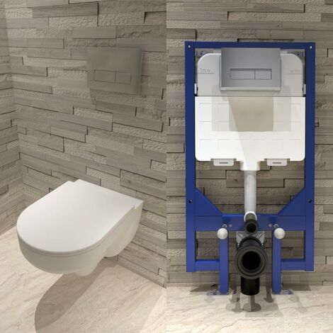 Biubiubath 1.14M Concealed Cistern Frame With Rimless Wall Hung Toilet Pan Set