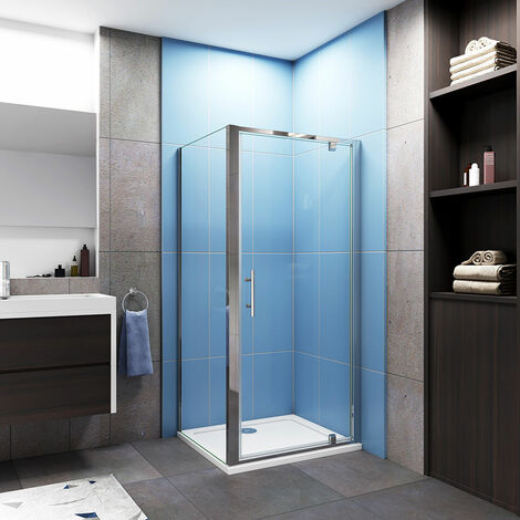 Biubiubath 1900mm Height Chrome 1000mm Pivot Shower Door + 800mm Side Panel (1/5)