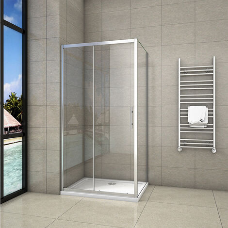 Biubiubath 1400 x 760 mm Sliding Shower  5mm Safety Glass  Door with Side Panel