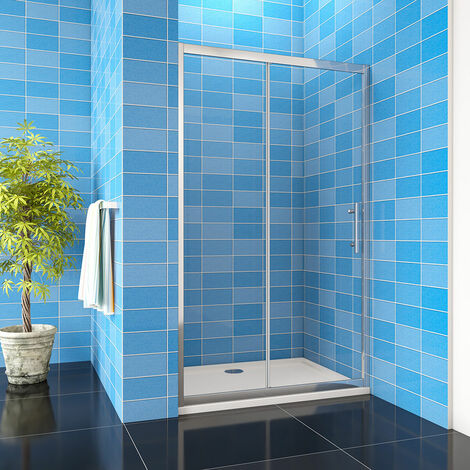 Biubiubath 1600x1900mm Bathroom Sliding Shower Enclosure 8mm NANO Glass + 1600x760mm Tray Waste (1/5)