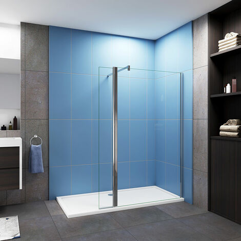 Biubiubath 800x2000mm Walk In Wet Room Shower Easyclean Glass Enclosure Screen with Flipper Panel