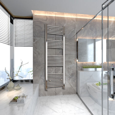 Chrome Straight Bathroom Towel Radiators Modern Design 1800x400mm (1/4)