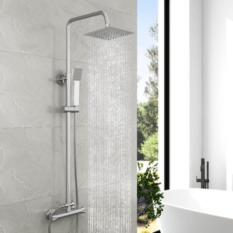 Biubiubath Exposed Thermostatic Shower Mixer Set Twin Head Valve Square