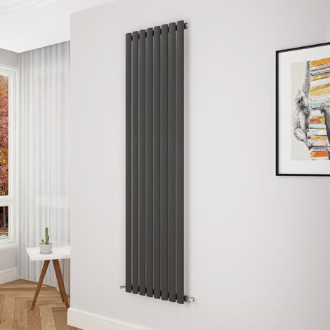 Biubiubath Oval Column Radiator 1800x472mm Single Black