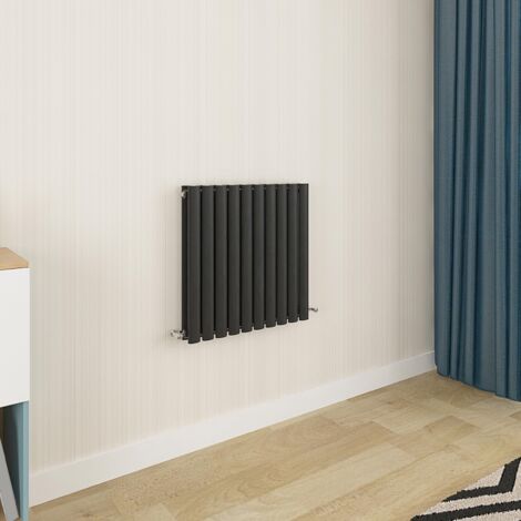 Biubiubath Oval Column Radiator 600x590mm Double Black (1/5)