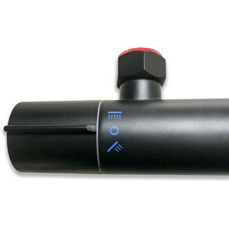Biubuibath Thermostatic Round Exposed Valve Mixer Shower Set Matte Black