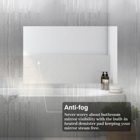 Biubiubath Black Frame Bathroom Mirror 800 x 600mm Bathroom LED Mirror with Dimamble Lights Anti-fog Touch Control