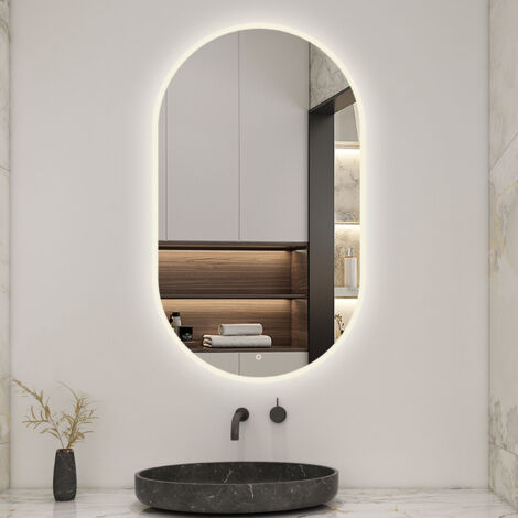1200x700mm Oval LED mirror with 3 colors brightness and temperatures,Anti-fog,Memory Function
