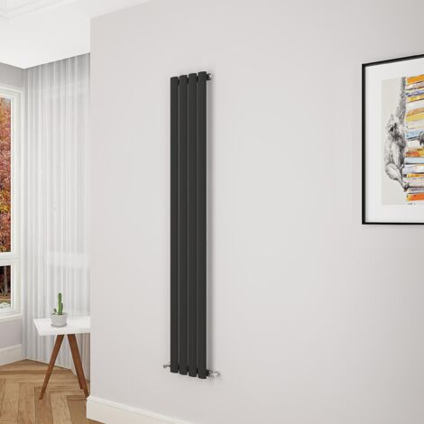 Biubiubath Oval Column Radiator 1600x236mm Single Black (1/5)