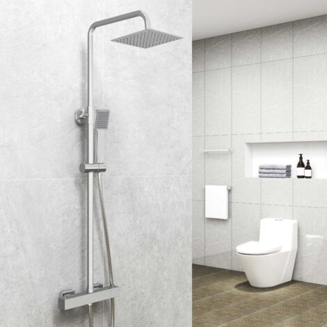 Biubuibath Square Thermostatic Mixer Shower Set Exposed Twin Head Valve (1/5)