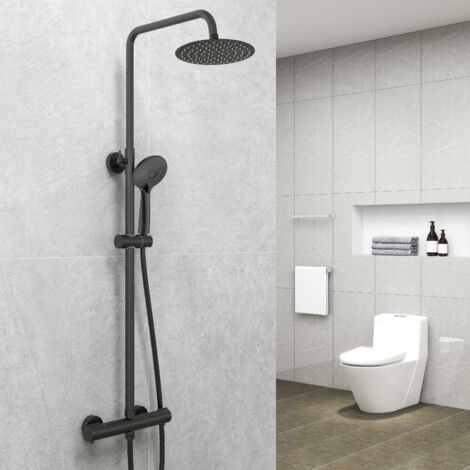 Biubuibath Thermostatic Mixer Shower Exposed Mixer Shower Set Round (1/5)