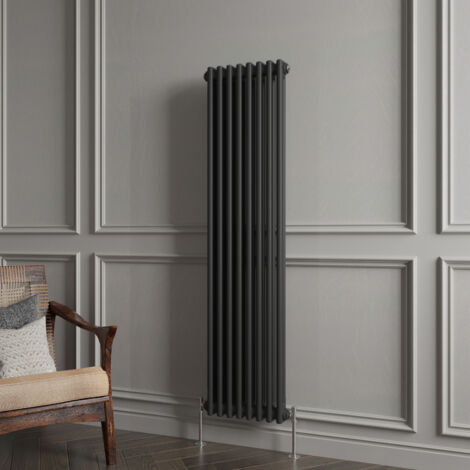 Biubiubath Traditional Cast Iron Style Radiator Vertical 2 Column Black 1500x380mm