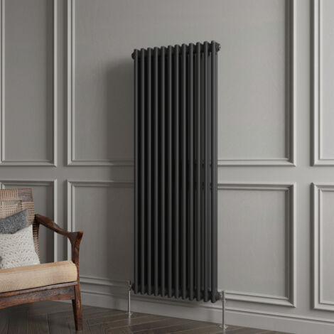 Biubiubath Traditional Cast Iron Style Radiator Vertical 2 Column Black 1500x560mm