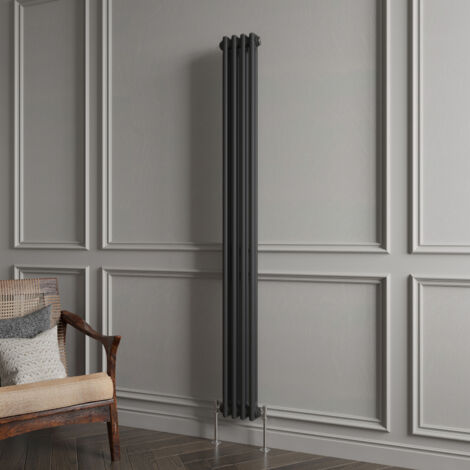 Biubiubath Traditional Cast Iron Style Radiator Vertical 2 Column Black 1800x200mm