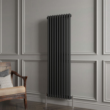 Biubiubath Traditional Cast Iron Style Radiator Vertical 2 Column Black 1500x470mm