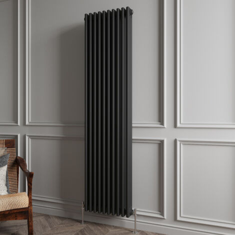 Biubiubath Traditional Cast Iron Style Radiator Vertical 3 Column Black 1800x470mm