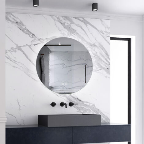 500x500mm Round LED Bathroom Mirror with 3 Colors,Adjustable Brightness,Anti-fog,Memory Function (1/5)