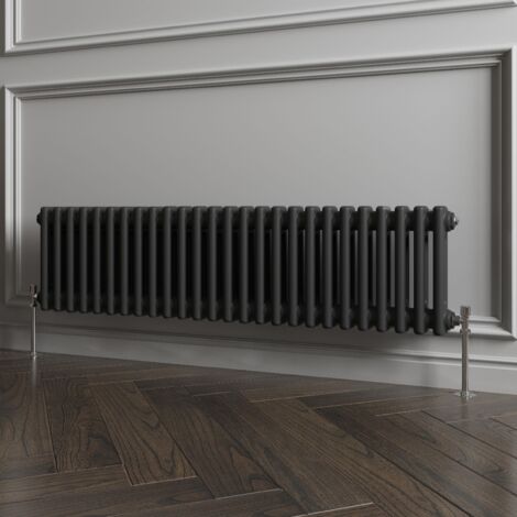 Biubiubath Traditional Cast Iron Style Radiator Horizontal 2 Column Black 300x1190mm