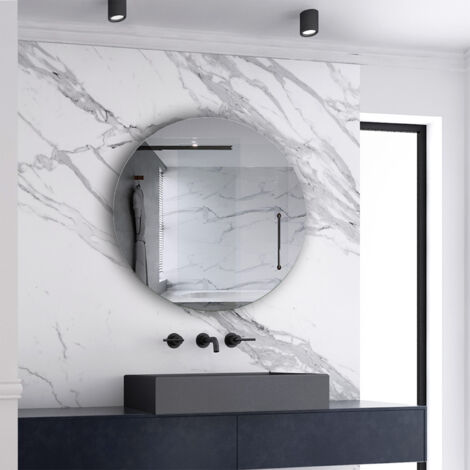 Biubiubath 60cm Round Bathroom Mirror Wall Mounted Mirror with HD Silver Glass Vertiacal IP44 Rated