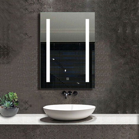 Biubiubath 450x600mm Bathroom Mirror Cabinet with Shaver Socket Adjustable Lights Anti-fog Wall Mounted (1/5)