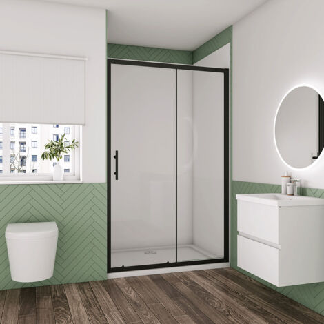 Biubiubath 1400mmx1850mm(Height) Matt Black Frame Sliding Shower Door