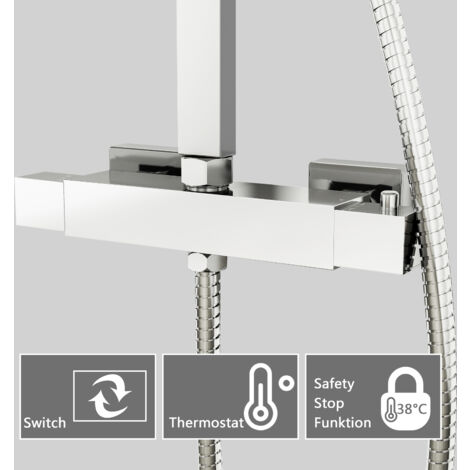 Stainless Steel Thermostatic Mixer Shower Panel Set Brass Valve Rainfall | Desertcart