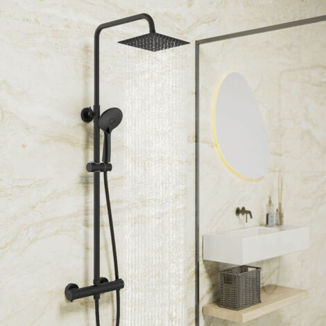 Biubiubath Thermostatic Mixer Shower Set Square Matt Twin Head Exposed Bar (1/5)