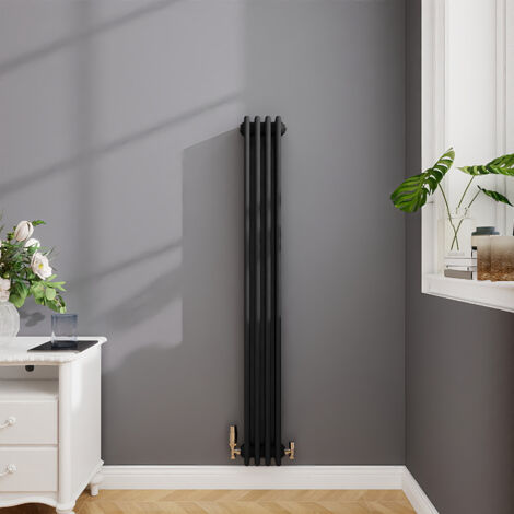 Biubiubath Traditional Cast Iron Style Radiator Vertical 4 Column Anthracite 1500x200mm (1/5)