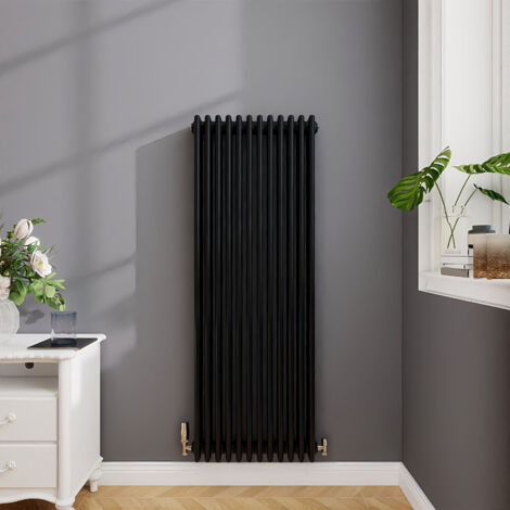 Biubiubath Traditional Cast Iron Style Radiator Vertical 4 Column Black 1500x560mm