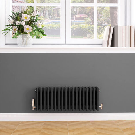 Biubiubath Traditional Cast Iron Style Radiator Horizontal 4 Column Anthracite 300x830mm