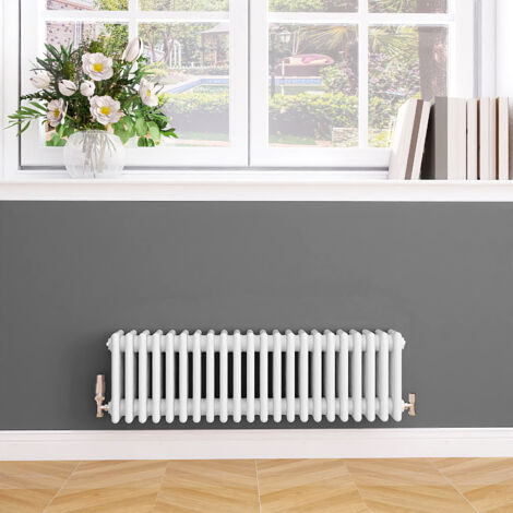 Biubiubath Traditional Cast Iron Style Radiator Horizontal 4 Column White 300x1010mm