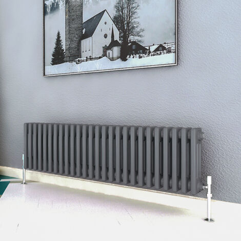 Biubiubath Traditional Cast Iron Radiator 300x1190mm 3 Column Anthracite