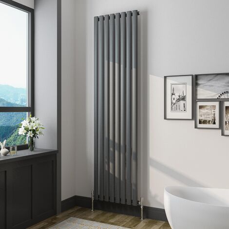 Oval Column Radiator 1800x472mm Anthracite Vertical Radiator Single Modern Central Heating Radiators