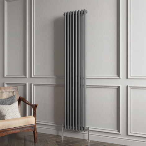 Biubiubath Traditional Cast Iron Style Radiator Vertical 2 Column Anthracite 1800x380mm