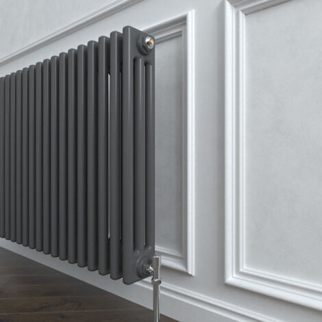 Biubiubath Traditional Cast Iron Style Radiator Horizontal 3 Column Anthracite 600x425mm