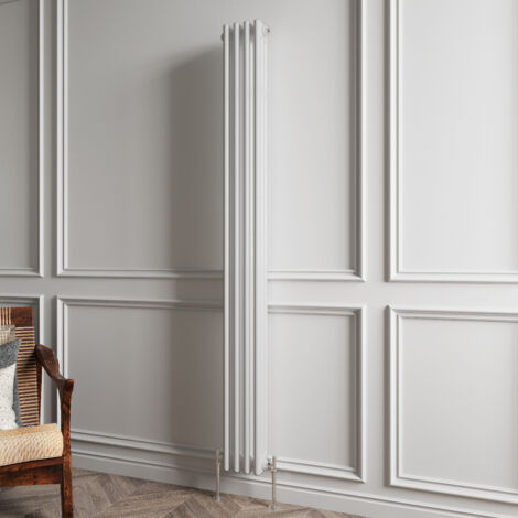 Biubiubath Traditional Cast Iron Style Radiator Vertical 3 Column White 1800x200mm (1/5)
