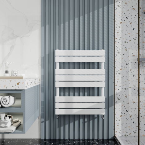 Biubiubath White Flat Panel Heated Towel Rail Bathroom Radiator 800x600mm