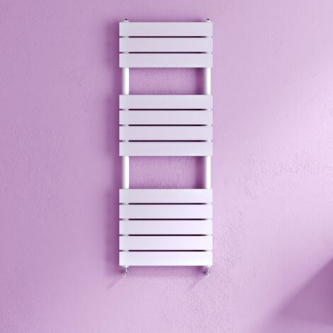 Biubiubath White Flat Panel Heated Towel Rail Bathroom Radiator 1200x450mm