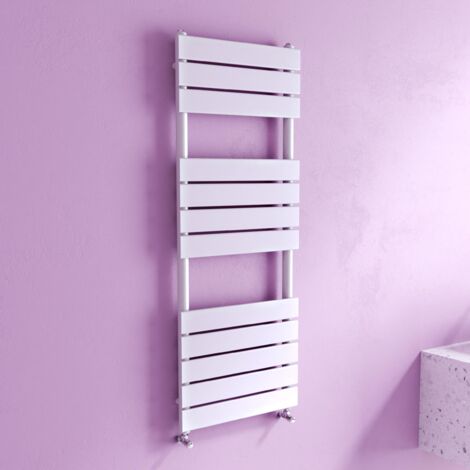 Biubiubath White Flat Panel Heated Towel Rail Bathroom Radiator 1200x450mm
