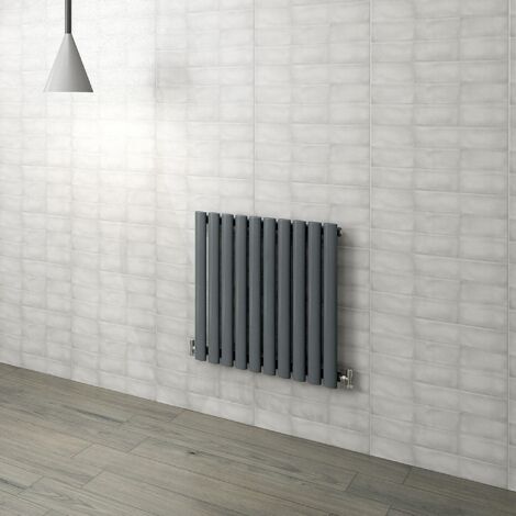 Oval Column Radiator 600x590mm Anthracite Horizontal Radiator Single Modern Central Heating Radiators