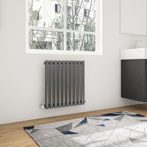 Oval Column Radiator 600x590mm Anthracite Horizontal Radiator Single Modern Central Heating Radiators