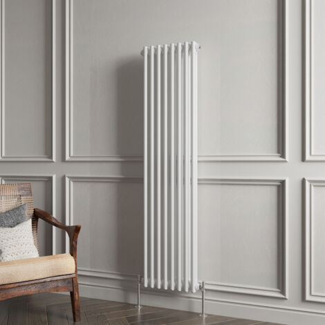 Biubiubath Traditional Cast Iron Style Radiator Vertical 2 Column White 1500x380mm