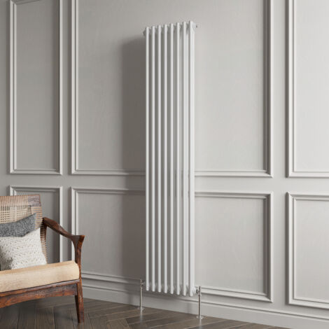 Biubiubath Traditional Cast Iron Style Radiator Vertical 2 Column White 1800x380mm