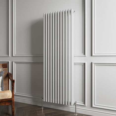 Biubiubath Traditional Cast Iron Style Radiator Vertical 3 Column White 1500x560mm